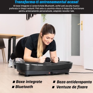 Aparat Vibromasaj GO4FIT®, Model V2000, 200W, Bluetooth & Boxe, Telecomanda, Greutate Maxima 150 kg, Culoare Placa: Negru - Img 4