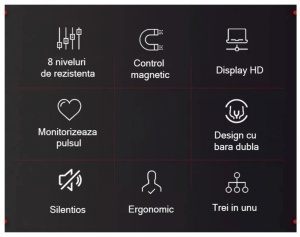 Bicicleta Eliptica Magnetica, GO4FIT®, pentru Fitness cu Monitorizare Activitati Fizice, Puls, Viteza, Timp, Distanta si Calorii, Greutate Maxima 110 kg, 8 Niveluri de Rezistenta, Volanta 5 kg, Rosie - Img 10