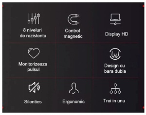 Bicicleta Eliptica Magnetica, GO4FIT®, pentru Fitness cu Monitorizare Activitati Fizice, Puls, Viteza, Timp, Distanta si Calorii, Greutate Maxima 110 kg, 8 Niveluri de Rezistenta, Volanta 5 kg, Alba - Img 10