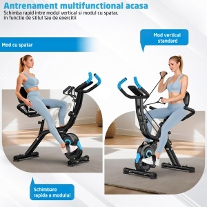 Bicicleta Fitness Verticala GO4FIT®, Model GF320, Volanta 2 kg, 8 Trepte Rezistenta, Sa Reglabila, Greutate Maxima Utilizator 120 kg, Functie Cardio, Display LCD, Timp, Viteza, Distanta, Calorii si Puls - Img 5