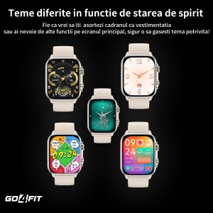 Ceas Smartwatch GO4FIT®, Ecran Touch 1.95’’ Amoled, Apeluri, Notificari, Microfon, Difuzor, Autonomie 7 Zile, culoarea crem - Img 6