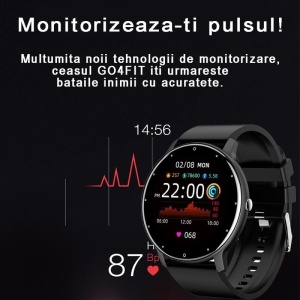 Ceas smartwatch si bratara fitness, GO4FIT® , model GF03, Durata baterie 7 zile, Notificari Apeluri/Sms/Social Media, monitorizare somn, ritm cardiac, culoarea negru - Img 9