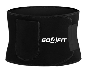 Centura de Slabit GO4FIT® pentru Fitness, Efect de Sauna, Neopren Gros fara Latex, Modelare Talie si Abdomen, Buzunar pentru Telefon, Inchidere Velcro Ajustabila, Flexibila si Confortabila, Negru