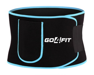 Centura de Slabit GO4FIT® pentru Fitness, Efect de Sauna, Neopren Gros fara Latex, Modelare Talie si Abdomen, Buzunar pentru Telefon, Inchidere Velcro Ajustabila, Flexibila si Confortabila, Albastru