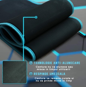 Centura de Slabit GO4FIT® pentru Fitness, Efect de Sauna, Neopren Gros fara Latex, Modelare Talie si Abdomen, Buzunar pentru Telefon, Inchidere Velcro Ajustabila, Flexibila si Confortabila, Albastru - Img 6