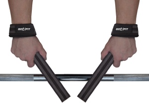 Chingi pentru Ridicare Greutati GO4FIT®, Set 2 Lifting Straps, Bumbac Rezistent Captusit cu Neopren, Aderenta si Protectie Sporita, pentru Haltere, Culturism si Crossfit, Antrenament Spate si Umeri, 60 cm, Marime Universala, Negru/Gri - Img 3