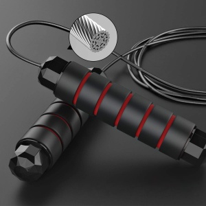Coarda de sarit, GO4FIT, jump rope, lungime ajustabila, manere cu spuma de memorie, culoarea rosu - Img 3