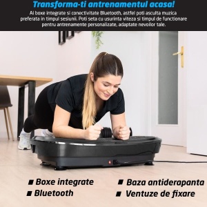 Resigilat - Aparat Vibromasaj GO4FIT®, Model V2000, 200W, Bluetooth & Boxe, Telecomanda, Greutate Maxima 150 kg, Culoare Placa: Negru - Img 4