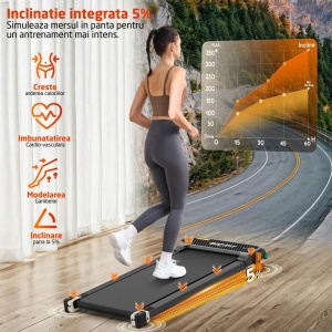 Resigilat - Banda de Alergare Reversibila GO4FIT®, Model FIT20, Functie Alergare sau Masaj, Viteza Maxima 6 km/h, Motor 2CP, Telecomanda, Monitorizare: Timp, Calorii, Distanta, Viteza, Suprafata Alergare 90x40 cm, Greutate Utilizator 120 kg - Img 6
