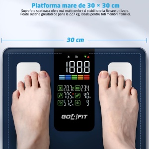 Resigilat - Cantar Electronic Inteligent GO4FIT®, Model BS100, Bluetooth, 30 x 30 cm, 14 Indici - Img 3
