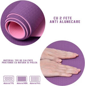RESIGILAT - Saltea pentru antrenament , GO4FIT, pentru yoga, fitness, aerobic, pilates, exercitii la sol, dimensiune 183*62*6 mm - Img 10