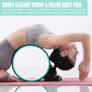 Roata Yoga si Pilates GO4FIT®, Structura din Plastic ABS Rezistent, Invelis din Spuma Densa Antiderapanta, pentru Intinderea Spatelui, Postura si Flexibilitate, Rezistenta la Transpiratie, Usor de Curatat, Negru - Img 5