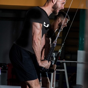 Sfoara Triceps GO4FIT® pentru Aparate cu Cablu, Nylon Impletit Ultra-Rezistent, Capete din Cauciuc Antiderapante, Prindere Universala cu Carlig, pentru Triceps, Biceps, Spate, Umeri si Forta de Strangere, 68 cm, Negru - Img 11