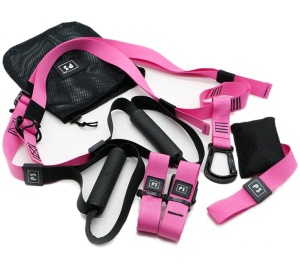 Sistem Antrenament Suspensie tip TRX GO4FIT®, Un Singur Punct de Ancorare, 2 Metode de Montare, Manere pentru Maini si Picioare, Rezistenta 250 kg, Antrenament Full Body cu Greutatea Corpului, Fitness, Yoga, Pilates, Roz