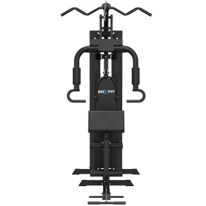 Aparat Multifunctional Fitness GO4FIT®, Model M100, Home Gym 3-in-1, Bloc Greutati 68 Kg, Sistem Scripeti & Cabluri, Banca Scott & Presa Piept, Scaun Reglabil, Cadru Otel Solid, Antrenament Full Body, Negru - Img 2
