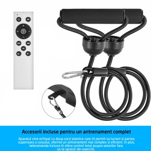 Aparat Vibromasaj GO4FIT® GF1000, Platforma Vibratii Fitness, Putere 200 W, 99 Viteze, 5 Programe, 2 Benzi Elastice de Rezistenta, Telecomanda, Boxe Integrate si USB, Magneti Masaj Talpi, Greutate Maxima 120 kg, Rosu - Img 3