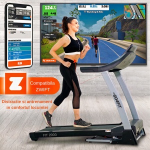Banda de Alergare Electrica GO4FIT® Premium, Model FIT2000, Motor 4 CP, Viteza 1-20 km/h, Greutate Maxima Utilizator 150 kg - Img 3
