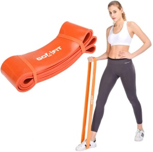 Banda Elastica Lunga GO4FIT®, Resistance Band din Latex 100% Natural, Rezistenta 30-70 kg, Lungime 208 cm, pentru Fitness, Sala, Mobilitate, Stretching, Yoga si Gimnastica de Recuperare, Incepatori si Avansati, Portocaliu - Img 3