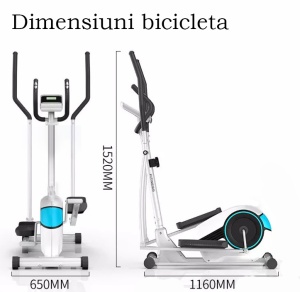 Bicicleta Eliptica Magnetica, GO4FIT®, pentru Fitness cu Monitorizare Activitati Fizice, Puls, Viteza, Timp, Distanta si Calorii, Greutate Maxima 110 kg, 8 Niveluri de Rezistenta, Volanta 5 kg, Alba - Img 8