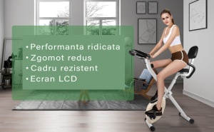 Bicicleta fitness magnetica, GO4FIT®, model GF300, Verticala, Pliabila, Volanta 1.6 kg, Greutate Maxima Utilizator 100 kg - Img 10