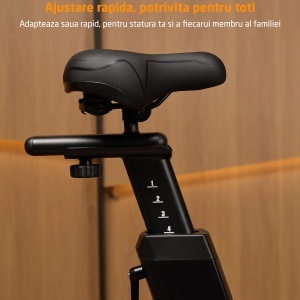 Bicicleta Spinning Electromagnetica GO4FIT®, Model GF240, Volanta 12 kg, Greutate Maxima Utilizator 150 kg, Rezistenta Magnetica Reglabila, Sistem de Franare, Sa si Ghidon Reglabile, Consola cu Monitorizare Timp, Viteza, Distanta, Puls - Img 9