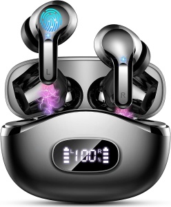 Casti Wireless Audio fara Fir, Microfon cu ENC, Afisaj LED, Autonomie 40h, Negru