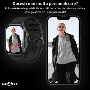 Ceas Smartwatch GO4FIT®, Ecran Touch 1.95’’ Amoled, Apeluri, Notificari, Microfon, Difuzor, Autonomie 7 Zile, culoarea negru - Img 7