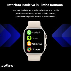 Ceas Smartwatch GO4FIT®, Ecran Touch 1.95’’ Amoled, Apeluri, Notificari, Microfon, Difuzor, Autonomie 7 Zile, culoarea crem - Img 4