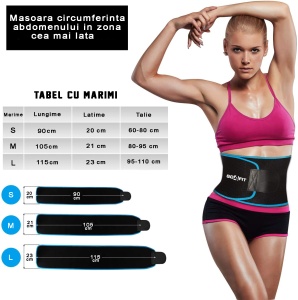 Centura de Slabit GO4FIT® pentru Fitness, Efect de Sauna, Neopren Gros fara Latex, Modelare Talie si Abdomen, Buzunar pentru Telefon, Inchidere Velcro Ajustabila, Flexibila si Confortabila, Albastru - Img 3