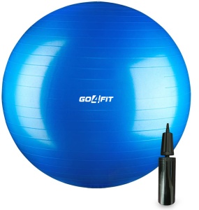 Minge fitness, GO4FIT, 65 cm, pentru exercitii gimnastica, yoga, aerobic, pilates, recuperare, pompa inclusa, culoarea albastru