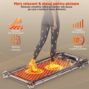 Resigilat - Banda de Alergare Reversibila GO4FIT®, Model FIT20, Functie Alergare sau Masaj, Viteza Maxima 6 km/h, Motor 2CP, Telecomanda, Monitorizare: Timp, Calorii, Distanta, Viteza, Suprafata Alergare 90x40 cm, Greutate Utilizator 120 kg - Img 3