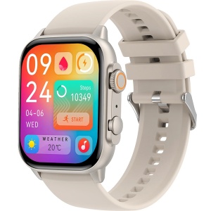 Resigilat - Ceas Smartwatch GO4FIT®, Ecran Touch 1.95’’ Amoled, Apeluri, Notificari, Microfon, Difuzor, Autonomie 7 Zile, culoarea crem