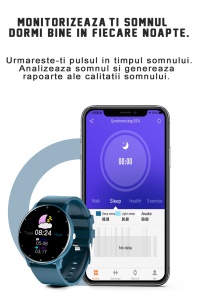 RESIGILAT - Ceas smartwatch si bratara fitness, GO4FIT® , model GF03, Notificari Apeluri/Sms/Social Media, monitorizare activitati fizice, somn, ritm cardiac, pedometru, player muzica, rezistent la ap - Img 8