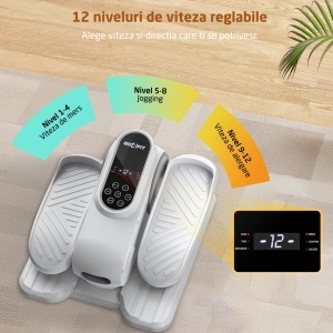 Resigilat - Mini Bicicleta Eliptica GO4FIT®, Model GF410, 12 Niveluri de Viteza Reglabile, Rotatie Inainte si Inversa, Control Magnetic Ultra Silentios, Ecran LED Tactil, Greutate Maxima 120 kg, Pentru Acasa, Birou si Recuperare, Alb/Gri - Img 6