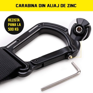 Sistem Antrenament Suspensie tip TRX GO4FIT®, Un Singur Punct de Ancorare, 2 Metode de Montare, Manere pentru Maini si Picioare, Rezistenta 250 kg, Antrenament Full Body cu Greutatea Corpului, Fitness, Yoga, Pilates, Negru/Galben - Img 3
