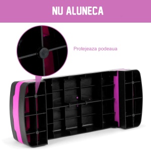 Stepper Aerobic GO4FIT®, Inaltime Reglabila pe 2 Niveluri 10 si 15 cm, Suprafata si Picioare Antiderapante, 66 x 28 cm, Greutate Maxima 250 kg, Usor si Portabil 2.3 kg, pentru Fitness, Aerobic si Cardio Acasa sau la Sala - Img 8