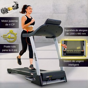 Banda de Alergare Electrica GO4FIT® Premium, Model FIT2000, Motor 4 CP, Viteza 1-20 km/h, Greutate Maxima Utilizator 150 kg - Img 2