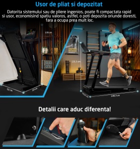 Banda de Alergat GO4FIT® Performance, Model FIT300, Motor 3CP, Viteza Maxima 16km/h, Greutate Utilizator 130 kg - Img 8