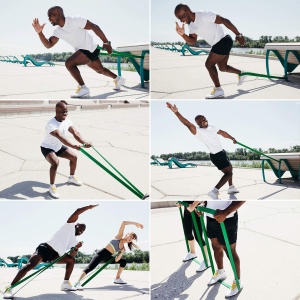 Banda elastica lunga GO4FIT pentru fitness, antrenament, gimnastica, rezistenta 22.5-57 kg, culoarea verde - Img 8