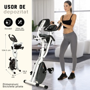 Bicicleta fitness magnetica, GO4FIT®, model GF300, Verticala, Pliabila, Volanta 1.6 kg, Greutate Maxima Utilizator 100 kg - Img 7
