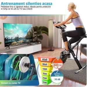 Bicicleta Fitness Verticala GO4FIT®, Model GF310, Pliabila, Volanta 2.5 kg, Rezistenta Magnetica, 16 Niveluri de Rezistenta, Greutate Maxima Utilizator 120 kg, Timp, Viteza, Distanta, ODO, Calorii si Puls - Img 2