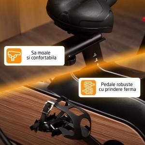 Bicicleta Spinning Electromagnetica GO4FIT®, Model GF240, Volanta 12 kg, Greutate Maxima Utilizator 150 kg, Rezistenta Magnetica Reglabila, Sistem de Franare, Sa si Ghidon Reglabile, Consola cu Monitorizare Timp, Viteza, Distanta, Puls - Img 6