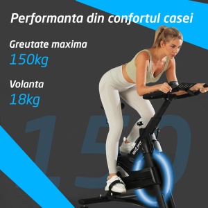 Bicicleta Spinning Magnetica GO4FIT® Model GF220 PRO, Volanta 18kg, Rezistenta Ajustabila, Greutate Maxima Utilizator 150kg - Img 2