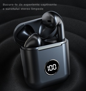 Casti wireless audio, GO4FIT® , model GX01, Afisare LED, Autonomie 20 h, Negru - Img 6