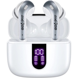 Casti Wireless Audio, GO4FIT®, Model GX08, Afisare LED, Autonomie 30 h, culoarea alb
