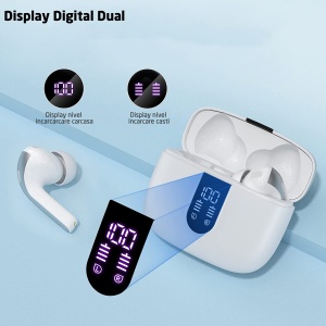 Casti Wireless Audio, GO4FIT®, Model GX08, Afisare LED, Autonomie 30 h, culoarea alb - Img 3