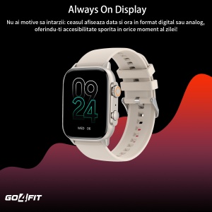 Ceas Smartwatch GO4FIT®, Ecran Touch 1.95’’ Amoled, Apeluri, Notificari, Microfon, Difuzor, Autonomie 7 Zile, culoarea crem - Img 8