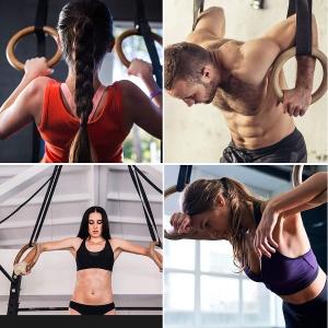 Inele de Gimnastica din Lemn GO4FIT®, Set 2 Inele cu Curele Reglabile si Catarama, Suporta pana la 500 kg, Montare pe Bara sau Copac, Interior si Exterior, pentru Fitness, Gimnastica si Exercitii cu Greutatea Corpului - Img 8