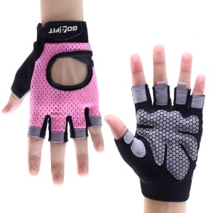 Manusi Fitness GO4FIT® pentru Sala, Material Respirabil Perforat, Palma Captusita 7 mm, Puncte de Silicon Antiderapante, Inchidere Velcro, Zona Absorbanta pe Degete, pentru Culturism, Crossfit si Ciclism, Roz/Negru - Img 7