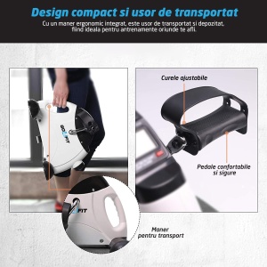 Mini Bicicleta Fitness GO4FIT®, Recuperare Maini si Picioare, Reglabila, Greutate 3.8 kg, - Img 4